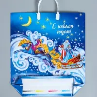 Пакет подарочный новогодний &laquo;Ночка&raquo;, полиэтиленовый с пластиковой ручкой, 40&times;44 см