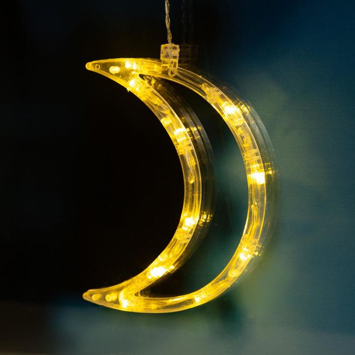 Гирлянда «Бахрома» 2.7 × 0.9 м с насадками «Месяц», IP20, прозрачная нить, 138 LED, свечение тёплое белое, 8 режимов, 220 В Гирлянда «Бахрома» 2.7 × 0.9 м с насадками «Месяц», IP20, прозрачная нить, 138 LED, свечение тёплое белое, 8 режимов, 220 В