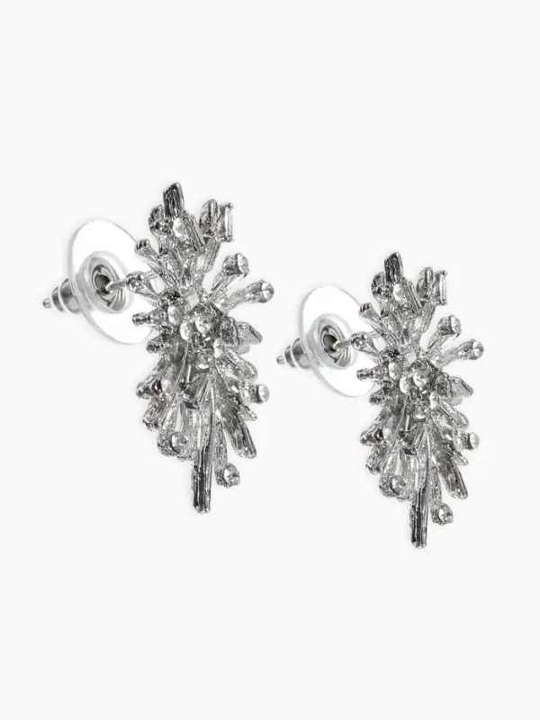 Серьги Серьги "Феерверк", цвет белый в серебре