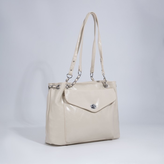 Сумка женская тоут на молнии, цвет белый