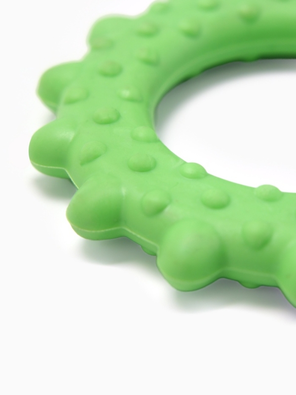 Игрушка жевательная "Кольцо с шипами", TPR, 8,5 см, зелёная