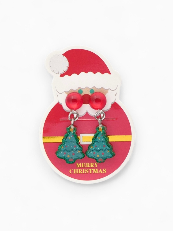 Клипсы детские Клипсы детские "Выбражулька" ёлка, круг, цвет зелено-красный
