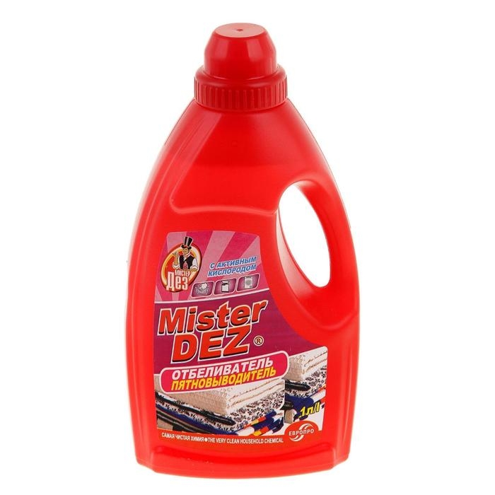 Отбеливатель Mister Dez, гель, для тканей, кислородный, 1 л Отбеливатель Mister Dez, гель, для тканей, кислородный, 1 л