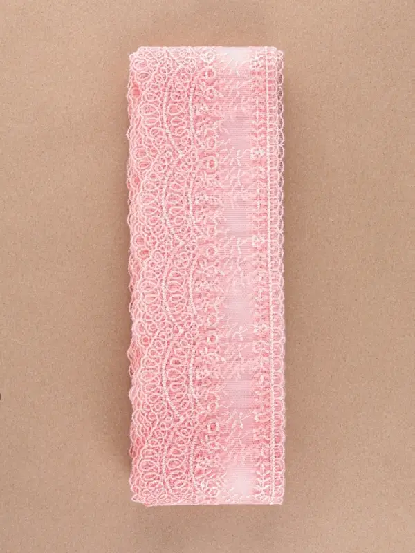 Кружево на сетке, 95 мм, 11&plusmn;1 м, нежно-розовое
