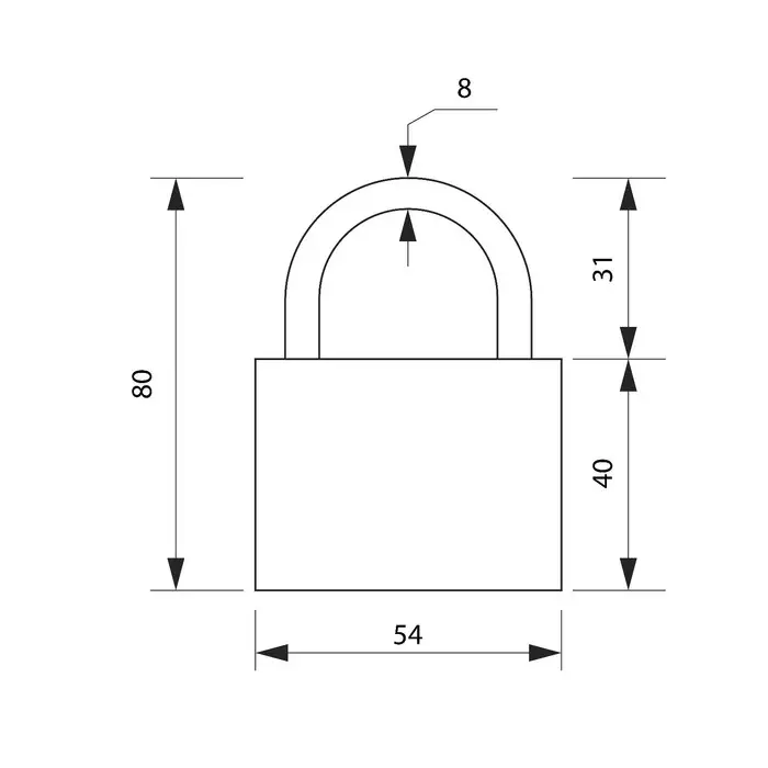 Замок навесной, 54&times;80 мм, 3 ключа