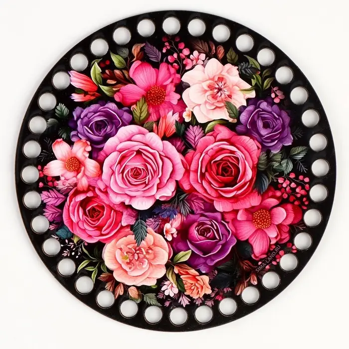 Донышки для вязания 2 в 1 &laquo;Букет цветов&raquo;, круг 15 см, хдф 3 мм