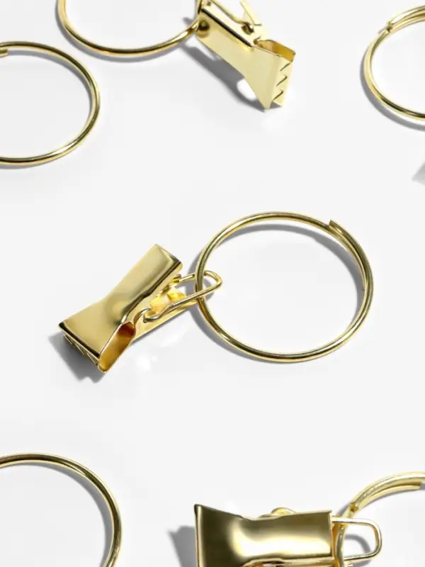 Кольцо для карниза, с зажимом, d=28/32 мм, 20 шт., цвет золотой