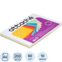 Бумага цветная Attache Multicolor А4,80г(10цв.интенсив,пастель по 20л)200л