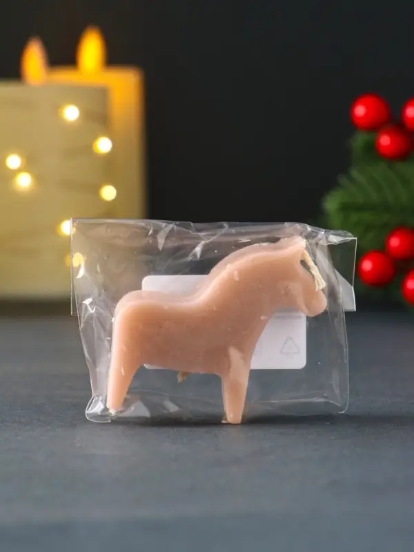 Свеча новогодняя "Лошадка мини" 55х50 мм, бежевый