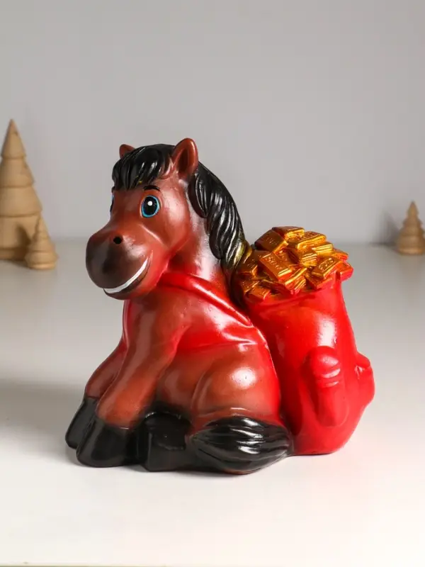 Копилка Копилка "Конь с деньгами" 21 см, коричневый