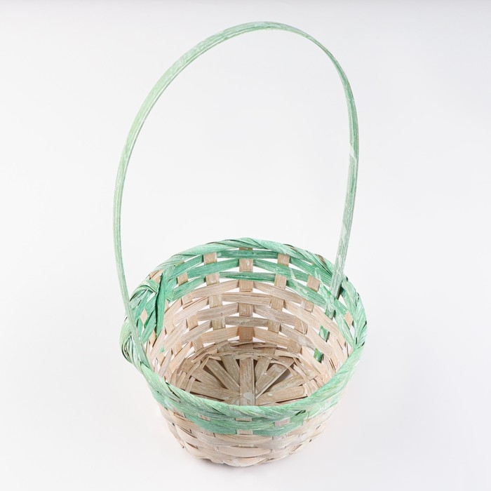 Корзина плетеная 19×9/34 см, зелёный, бамбук
