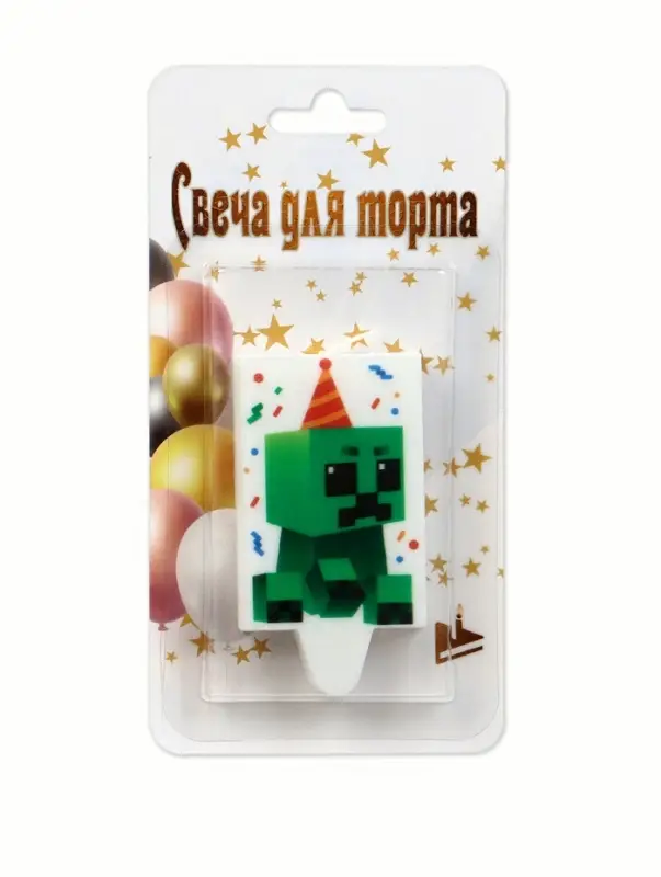 Свеча в торт Свеча в торт "С Днем Рождения!", Майнкрафт. 4,5х8,4 см