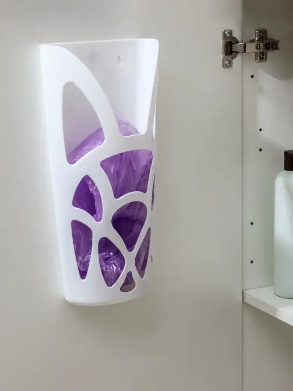 Корзина для пакетов IDEA &laquo;Геометрия&raquo;, пластик, 18&times;9&times;35 см, белая