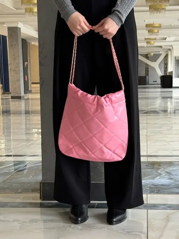 Сумка - мешок женская без застёжки, 35&times;7&times;33 см, со стёжкой, розовая