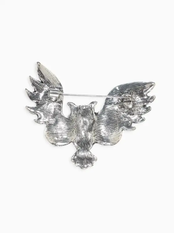 Брошь &laquo;Сова&raquo;, фиолетовая в чернёном серебре