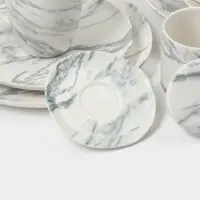 Чайный сервиз Magistro Real Marble, 2 персоны, 4 предмета: 2 чашки 120 мл, 2 блюдца d=12.5 см, фарфор, белый, серый