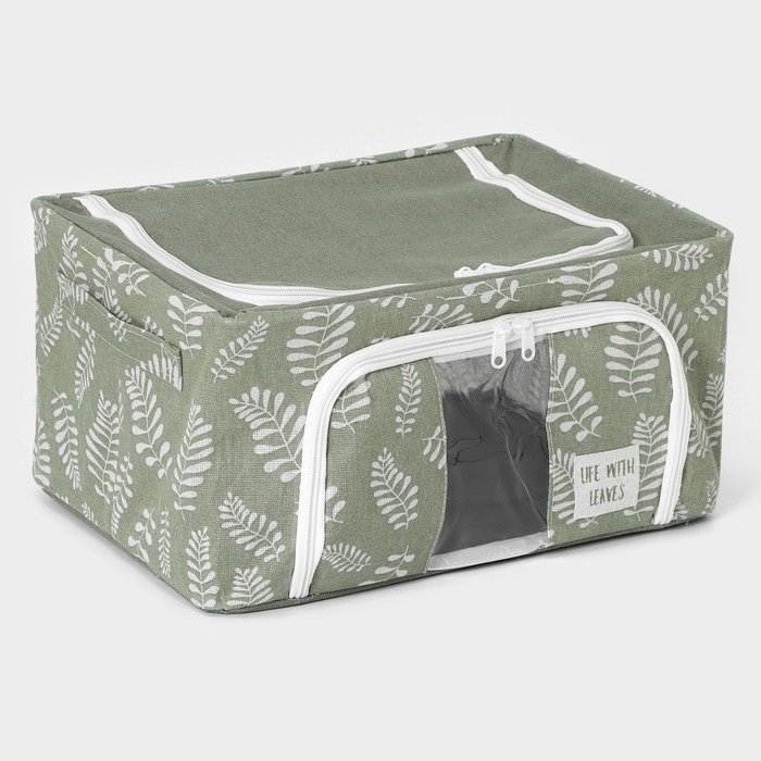Кофр для хранения вещей Доляна Leaves, 39×29×20 см, 24 литра, цвет зелёный Кофр для хранения вещей Доляна Leaves, 39×29×20 см, 24 литра, цвет зелёный