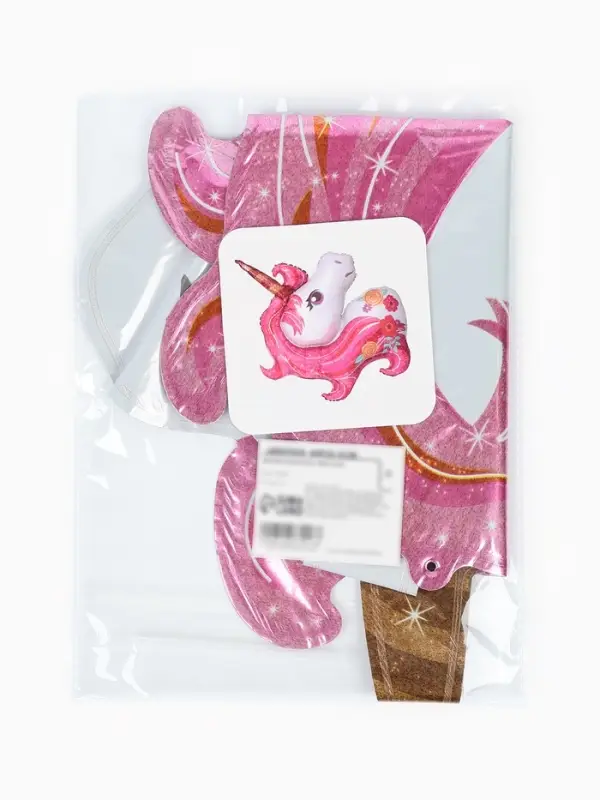 Воздушный шар фольгированный 16" "Единорог" розовый, набор 5 штук