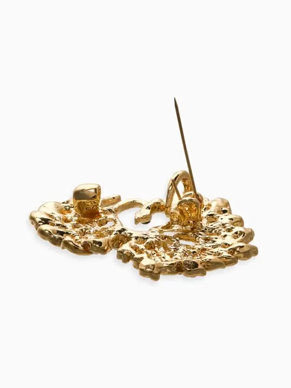 Брошь &laquo;Лебединая пара&raquo;, белая в золоте