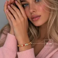 Браслет из сандалового дерева с агатом, длина 18 см, голубой