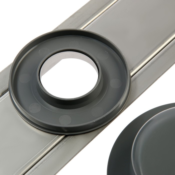 Трап ZEIN engr, c флaнцeм свободного вращ 360°, 7*60 см, d=40/50 мм, нерж сталь, сатин