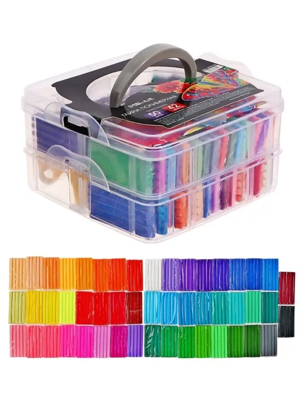 Набор глина полимерная запекаемая Calligrata, 42 по 20 г (50 брусков), с аксессуарами, в кейсе