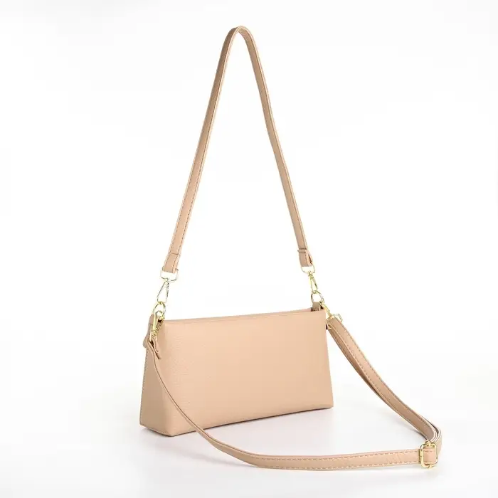 Сумка женская кросс-боди на молнии, 25.5&times;6.5&times;12.5 см, бежевая