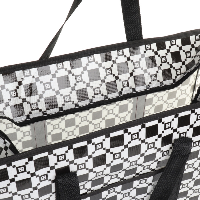 Сумка хозяйственная на молнии, цвет чёрный/белый Сумка хозяйственная на молнии, цвет чёрный/белый