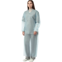 Халат н/с , на завязк, рук.рез, дл.140см, XL, пл 25, голуб, 10 шт/уп