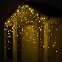 Гирлянда &laquo;Бахрома&raquo; 3&times;0.9 м, IP65, УМС, тёмная нить каучук, 144 LED, свечение тёплое белое, 220 В