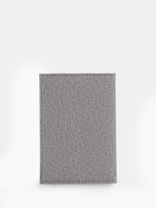 Обложка для паспорта, тиснение, под ткань, серая