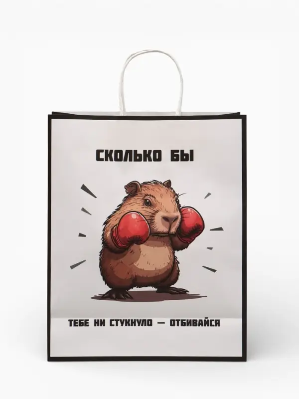 Пакет подарочный бумажный, &laquo;Сколько бы тебе не стукнуло - отбивайся&raquo;, 24&times;10.5&times;32 см