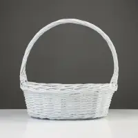 Корзина плетёная для хранения, лоза, овальная, с ручкой, белая, набор 4 шт.