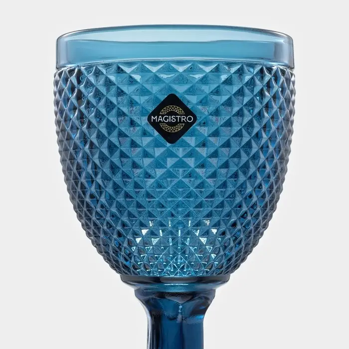 Бокалы для вина Magistro &laquo;Вилеро&raquo;, 280 мл, набор 2 шт., стекло, синие