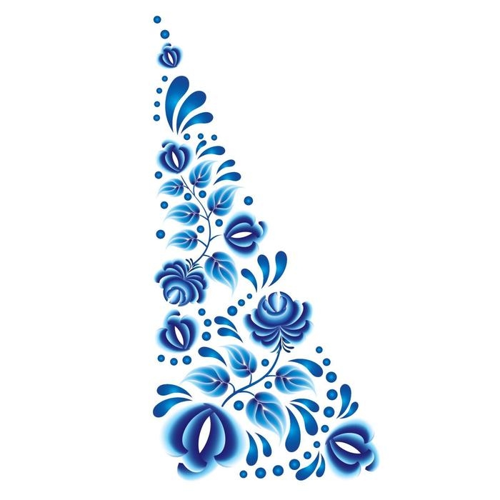 Термотрансфер «Гжель цветы», уголок справа, 15 х 30 см, набор 10 шт. Термотрансфер «Гжель цветы», уголок справа, 15 х 30 см, набор 10 шт.