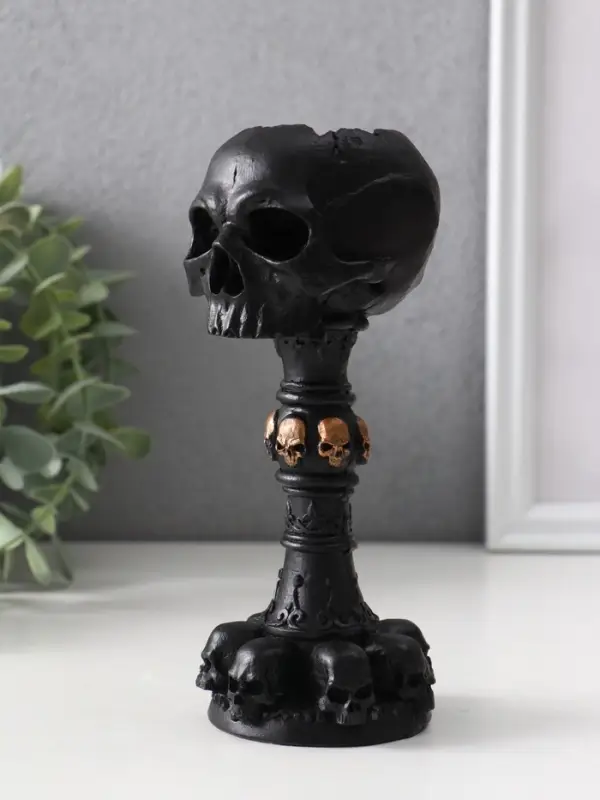 Подсвечник «Череп на ножке», 16×6.5×7.5 см, чёрный