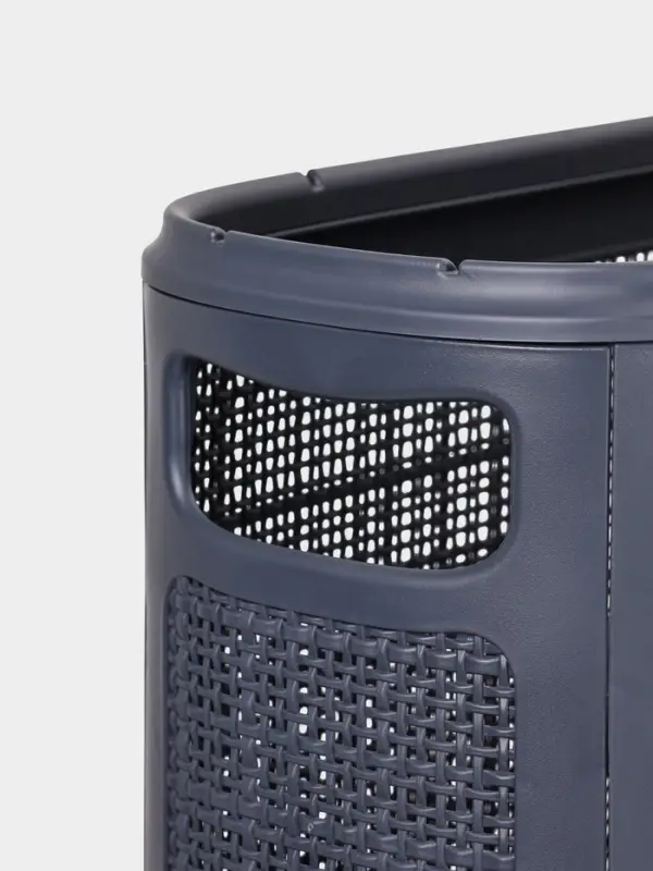 Плетёная корзина для белья с крышкой &laquo;Лён&raquo;, 45 л, 43&times;20&times;60 см, графит