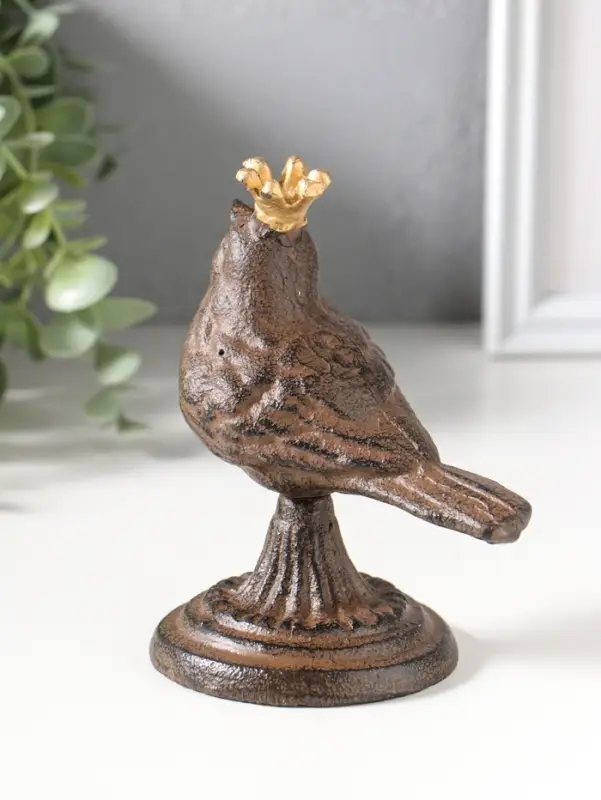 Сувенир чугун "Птица в короне" патина 11х8х13 см