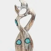 Сувенир интерьерный &laquo;Влюблённые кошечки&raquo;,12&times;3&times;30 см, дерево, цв. зеленый
