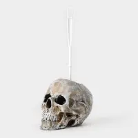 Ёршик для унитаза с подставкой &laquo;Череп&raquo;, пластиковая ручка, 16&times;15&times;22 см, белый