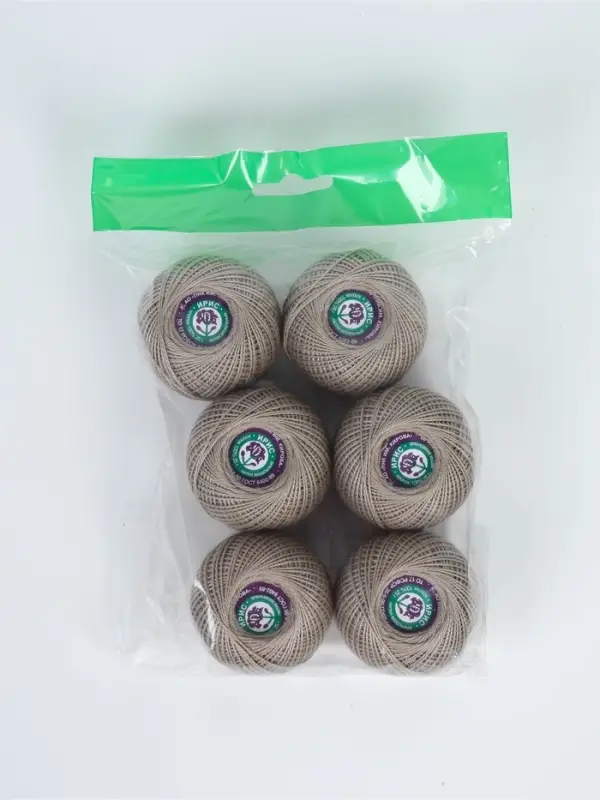 Нитки вязальные "Ирис" 150м/25г 100% мерсеризованный хлопок Набор 6шт (6601)