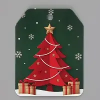 Шильдик новогодний на подарок &laquo;С Новым годом!&raquo;, 6 шт., 5&times;6.5 см, красный, зелёный