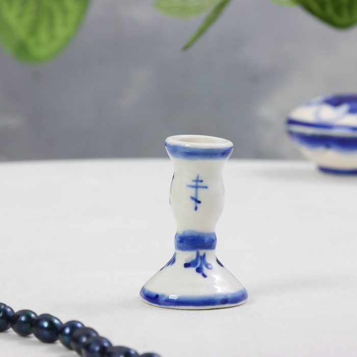 Подсвечник, гжель, 3,5х5 см, микс