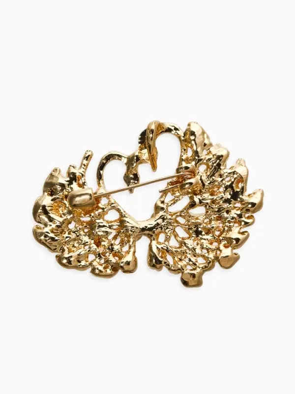 Брошь &laquo;Лебединая пара&raquo;, белая в золоте