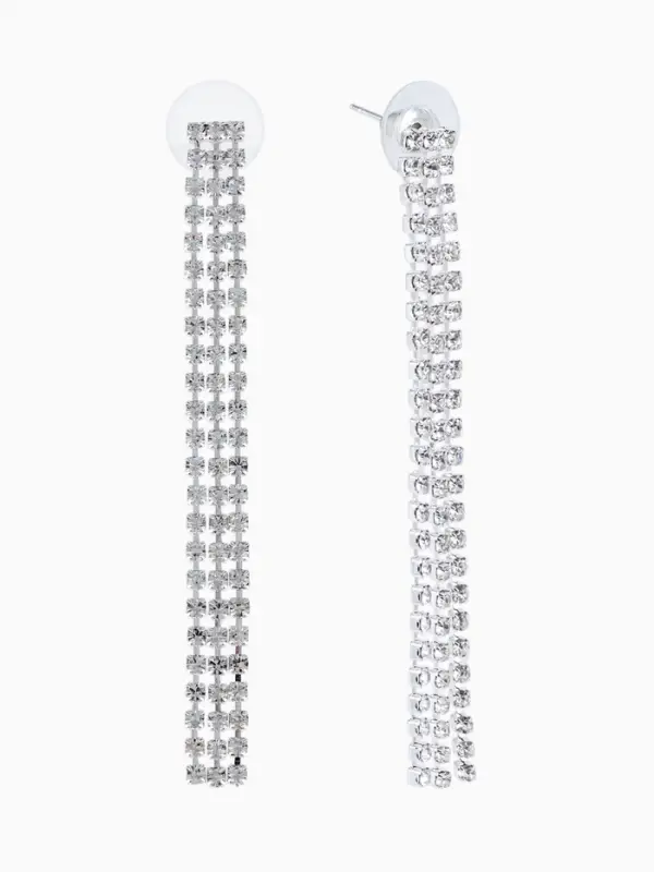 Набор 2 предмета: серьги, колье &laquo;Лёд. Дорожка&raquo;, белый в серебре, 50 см