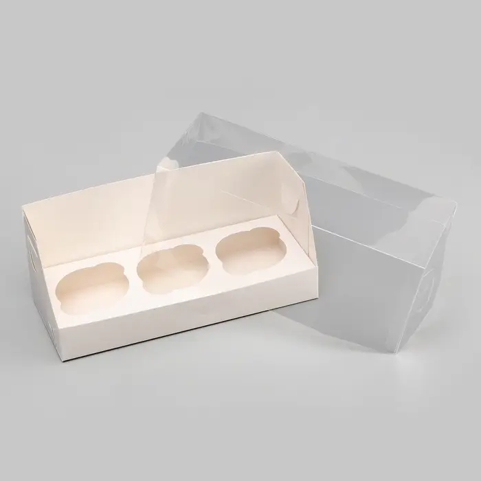 Коробка для 3 капкейка 24&times;10&times;10 см, белый