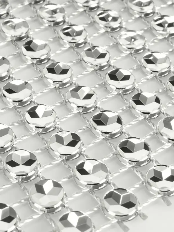 Лента с имитацией страз, 4 см, 9&plusmn;1 м, цвет серебряный