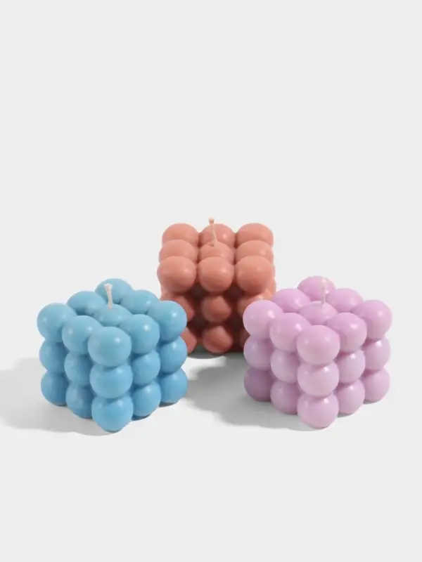 Свеча &laquo;Шарики 3 слоя&raquo;, 6&times;6&times;6 см, соевый воск, МИКС