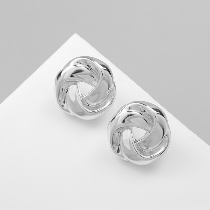 Серьги пластик «Круг» с изгибами, цвет серебро Серьги пластик «Круг» с изгибами, цвет серебро