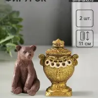 Набор фигурок 2 шт. &laquo;Медведь с самоваром&raquo;, гипс, 11 см